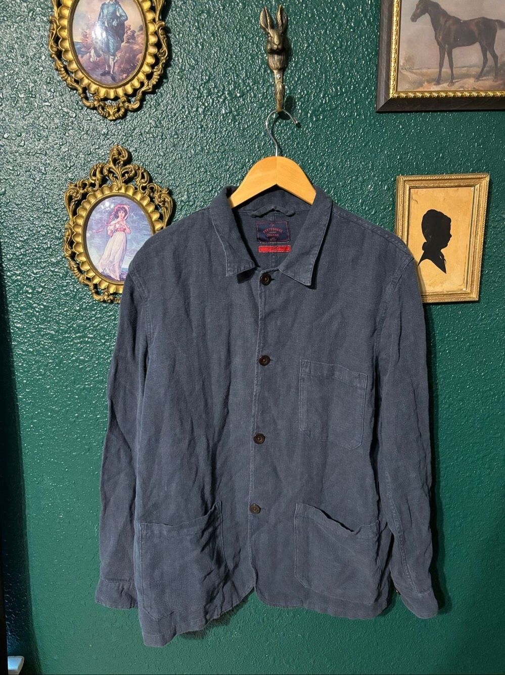 Portuguese Flannel 100% Linen Navy Blue Labura Shacket Sz Large